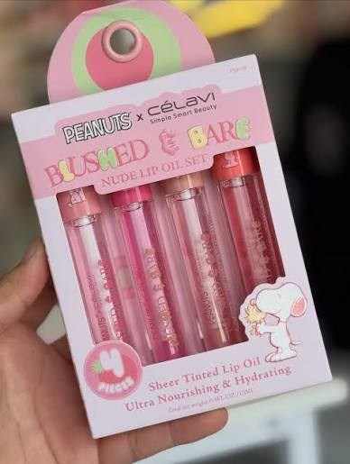 SET DE BRILLO LABIAL PEANUTS BLUSHED E BARE CELAVI