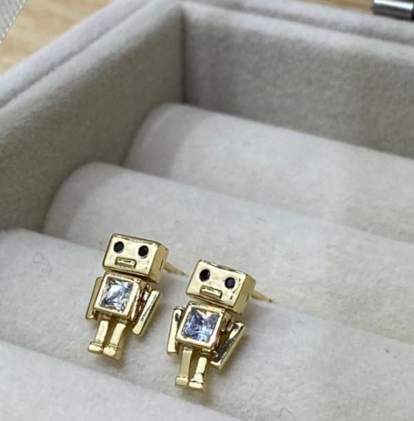 ARETES DORADOS DISEÑO ROBOT MODELO X000852075