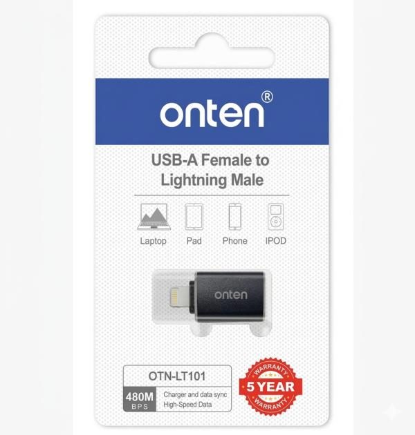 ADAPTADOR USB LIGHTNING MACHO A USB TIPO A HEMBRA OTN-LT101 ONTEN