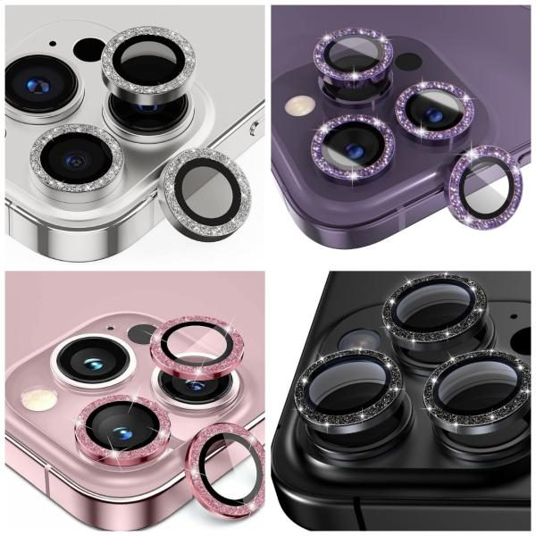 Temperado / Vidrio Camara Aro individual Glitter iPhone 14 pro max