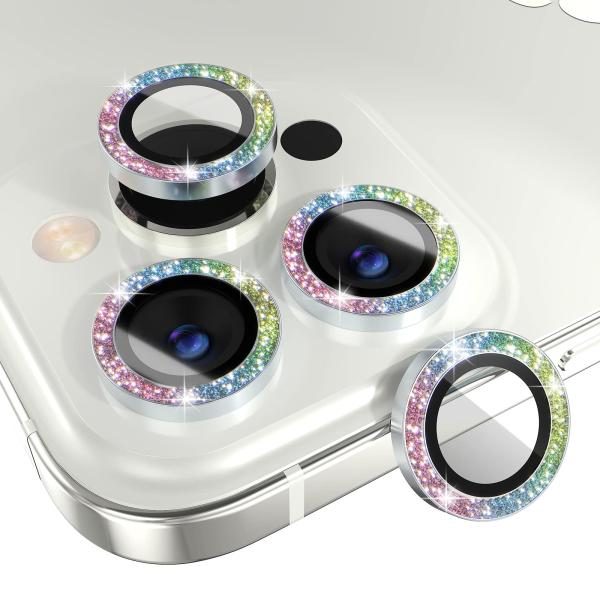 Temperado / Vidrio Camara Aro individual Glitter Rainbow iPhone 13 pro max