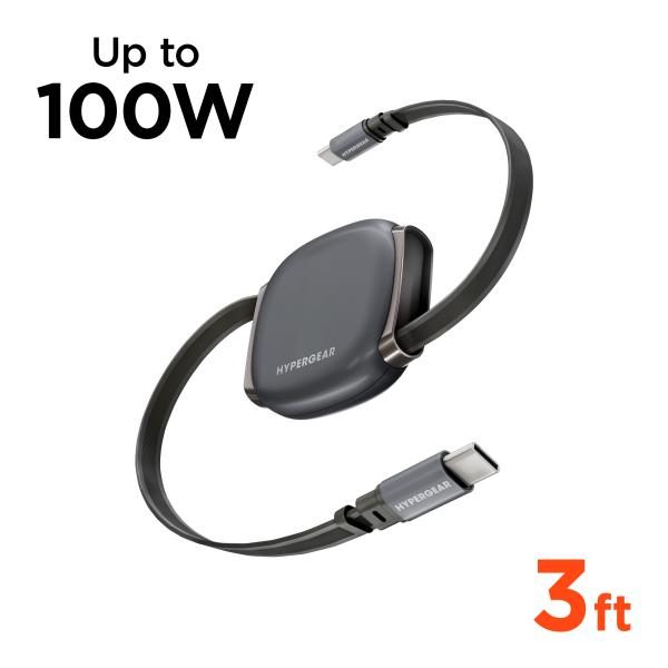 Cable Hypergear Flexi Go 100W USB-C a USB-C Retractil