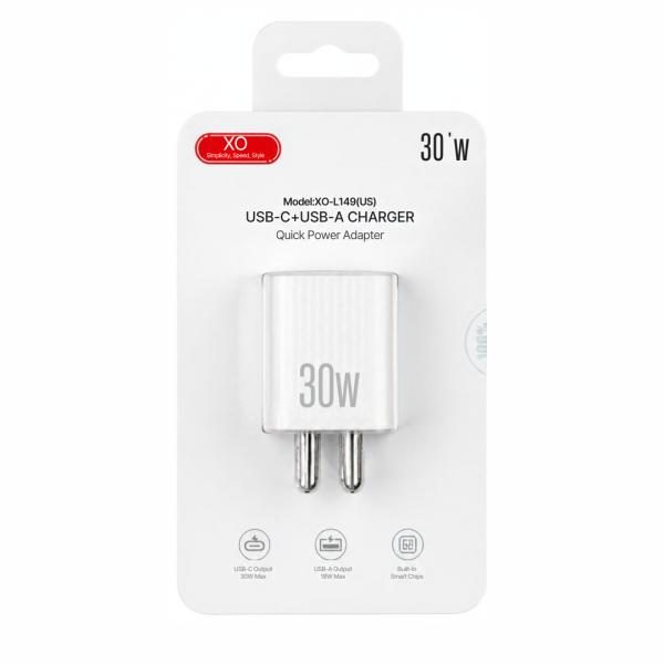 Adaptador Casa XO L149 Tipo C PD + USB 30W